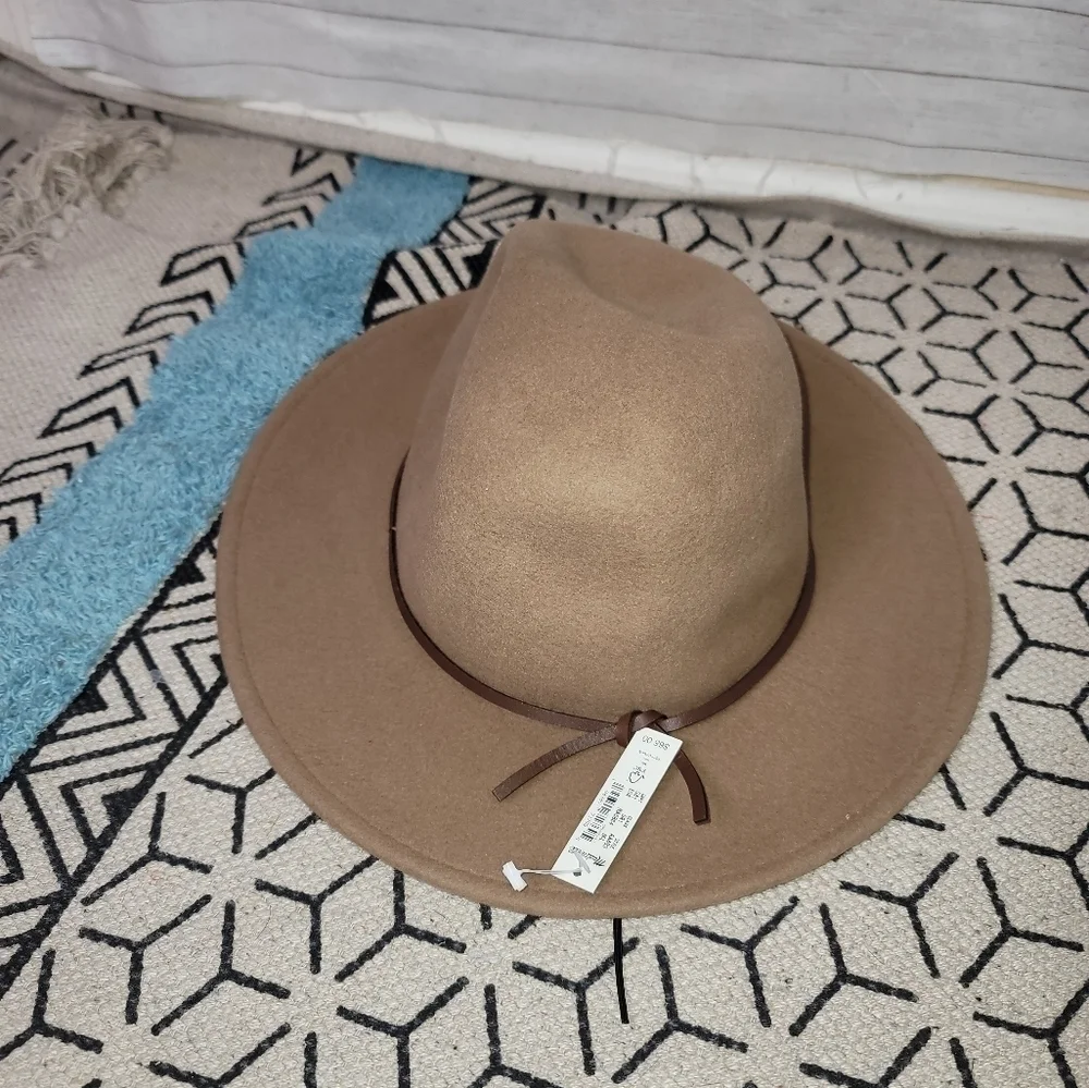 BILTMORE FOR MADEWELL 100% WOOL HATTAN W BROWN LEATHER HATBAND TRIM, sz M-L